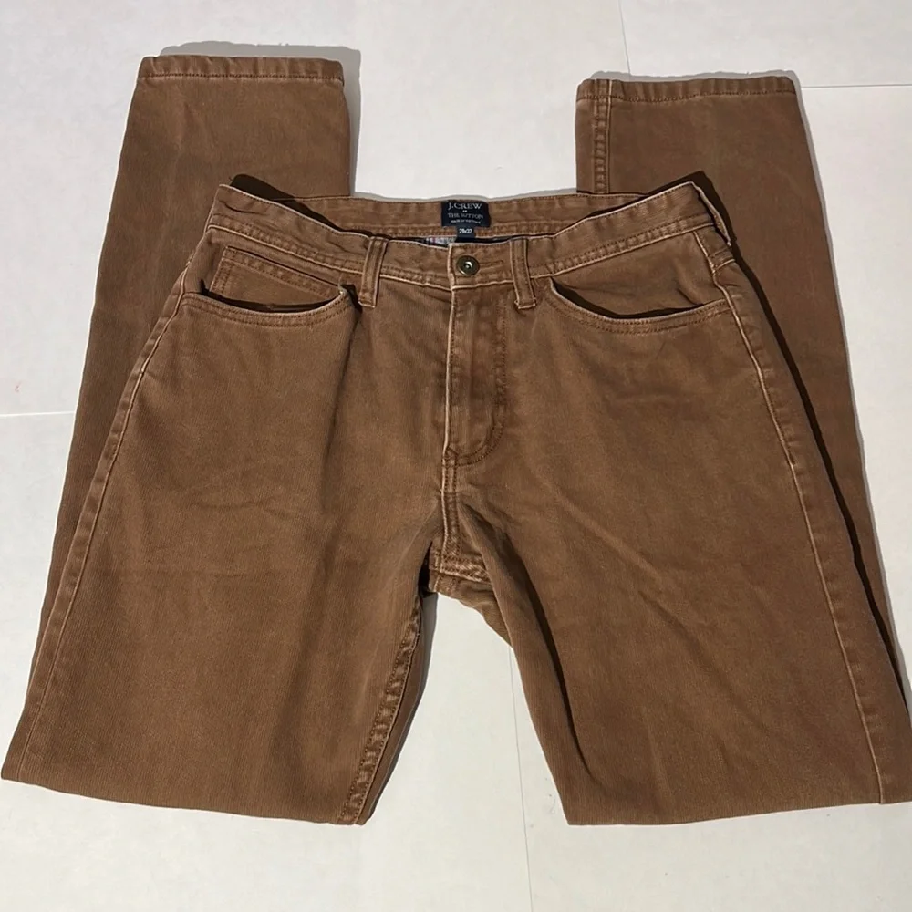 J. Crew The Sutton mens chinos pants 29x32 cotton lined for warmth cords brown